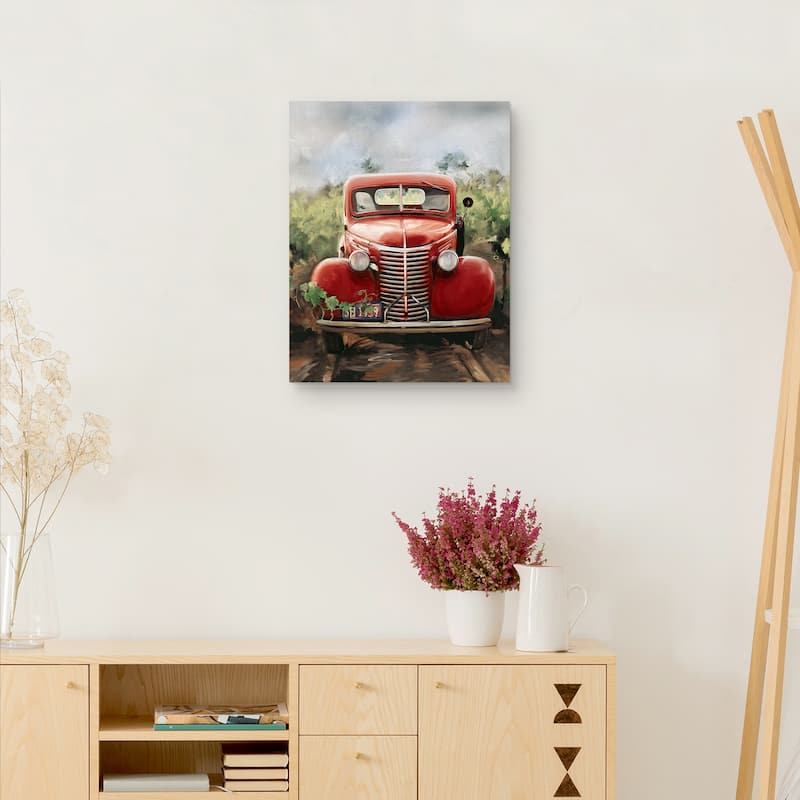 Little Red Truck by Studio Arts Canvas Art Print