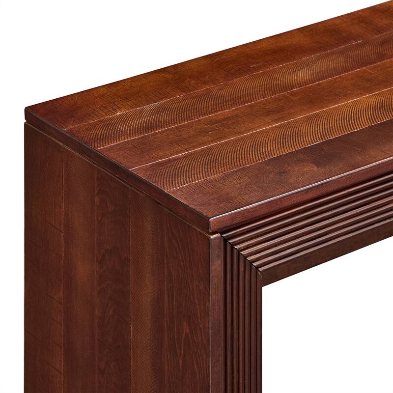 Fluted Counter Height Bar Table Set for 2, Dining Table with Fabric Upholstered Bar Stool with Solid Wood Legs