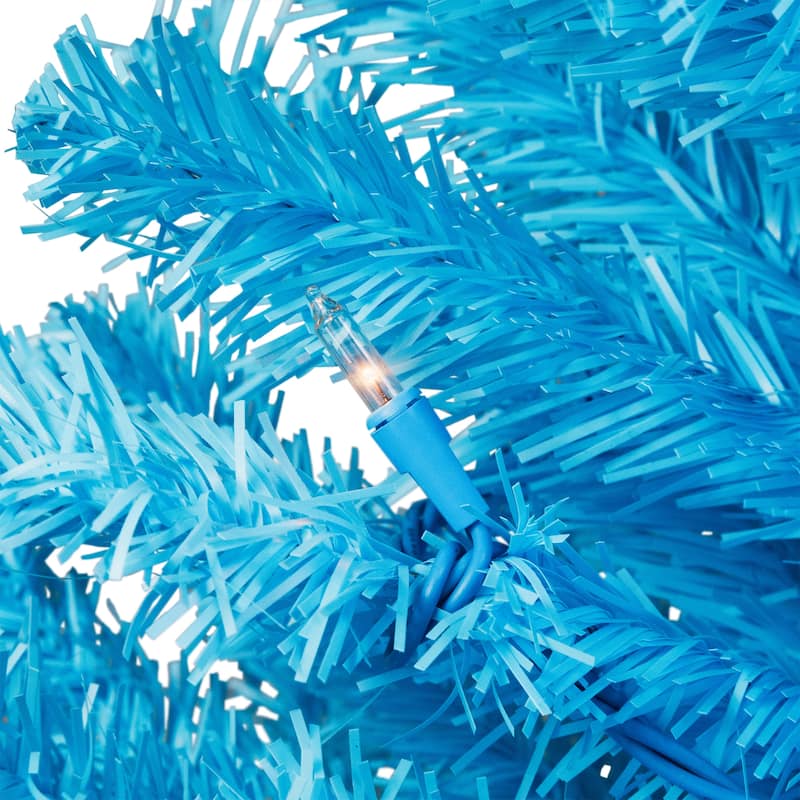 Pre-Lit Medium Artificial Pine Christmas Tree - 4' - Sky Blue - Clear Lights - 4 Foot