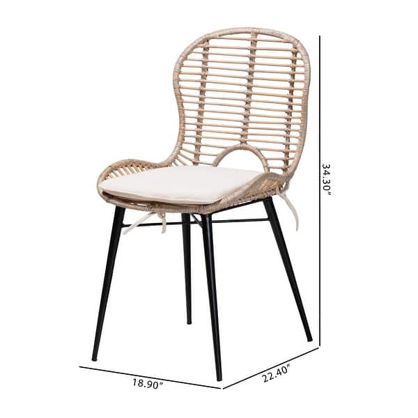 Brenna Modern Bohemian Rattan and Metal 2-Piece Dining Chair Set - Bed ...