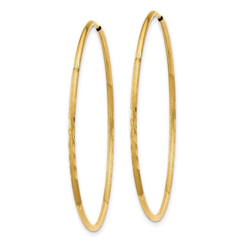 Curata 14k Yellow Gold Sparkle Cut Endless Hoop Earrings - 41x41mm