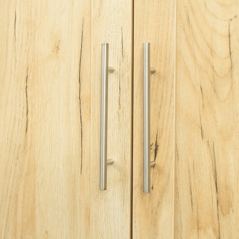 High wardrobe and kitchen cabinet with 2 doors and 3 partitions to separate 4 storage spaces