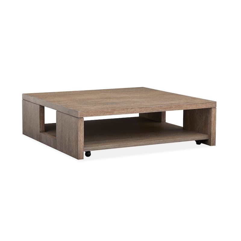Magnussen Home Conway Spiced Brown Square Cocktail Table With Casters - 54''W x 54''D x 16.5''H - 54''W x 54''D x 16.5''H