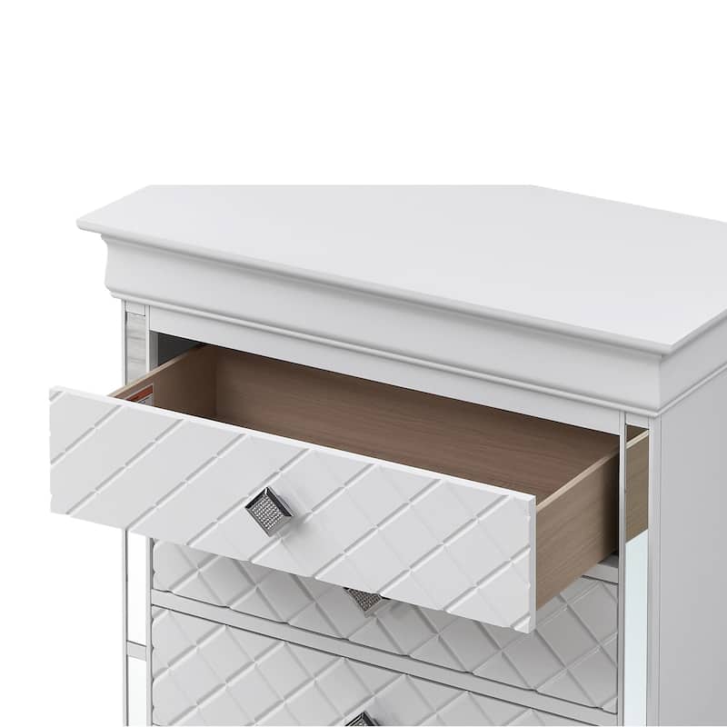 Wooden 5-Drawer Bedroom Chest - 48" - Silver