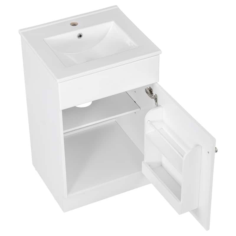 Bathroom Vanity with Sink, Vanity Set with Adjustable Shelf, Bathroom Cabinet with Storage Rack and Soft Closing Door