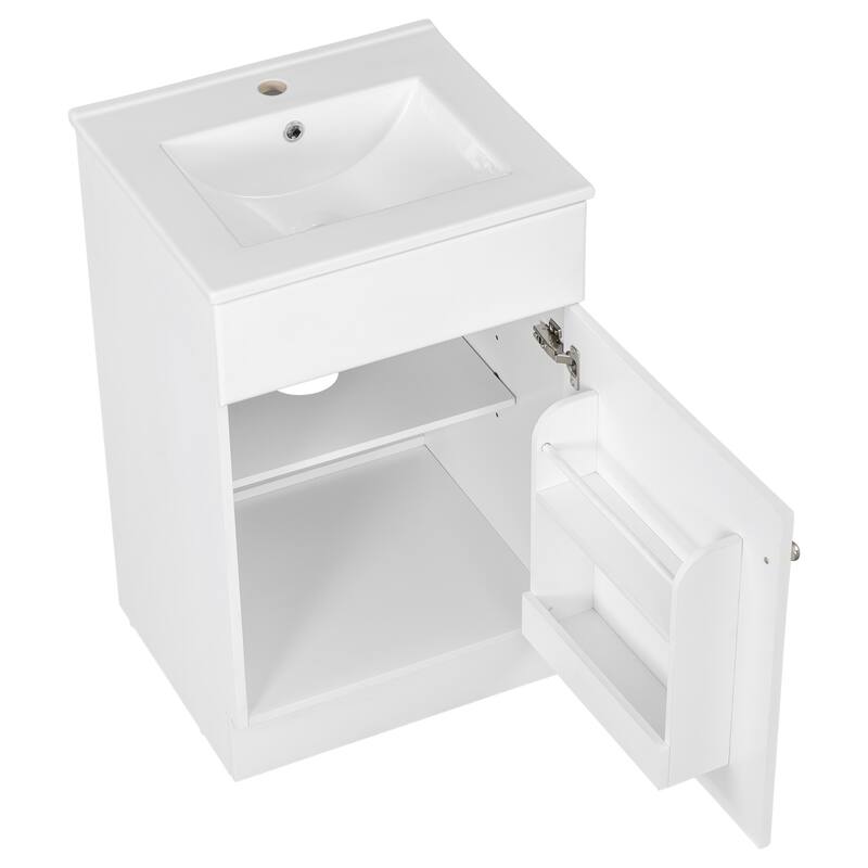 Green 20" Bathroom Vanity Cabinet with Sink, Soft Closing Door, Storage Shelf, and Adjustable Interior Shelf