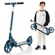 preview thumbnail 1 of 8, Gymax Folding Kick Scooter w/ 3 Adjustable Heights 8 Inches Big Wheels Blue