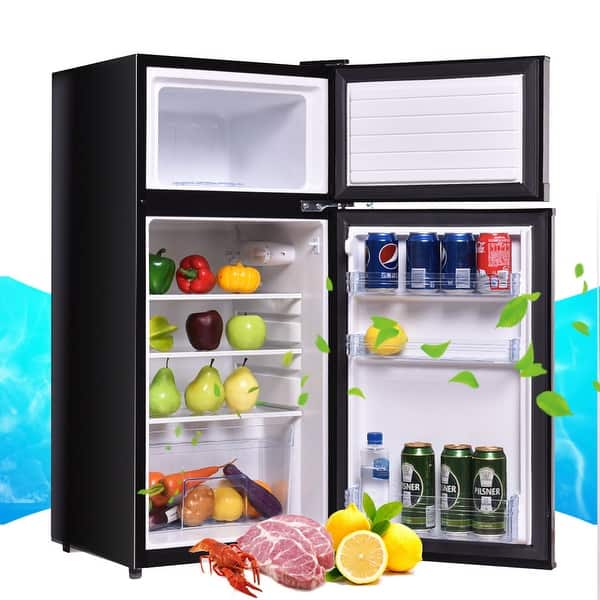 Costway 2 Doors 3.4 cu ft. Unit Compact Mini Refrigerator Freezer - On Sale  - Bed Bath & Beyond - 15919126