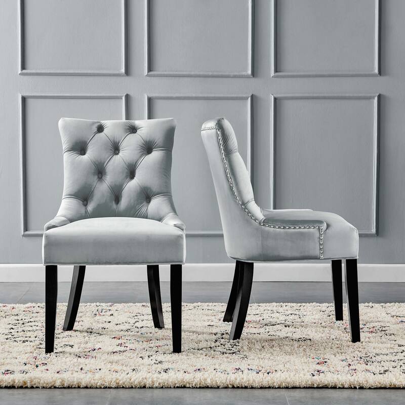Silver Orchid Kornman Velvet Dining Side Chairs (Set of 2)