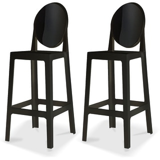 Set of 2 Modern High Back Side Armless Bar Stools With Backs Chairs For Kitchen Island Home Indoor Outdoor Patio Clear