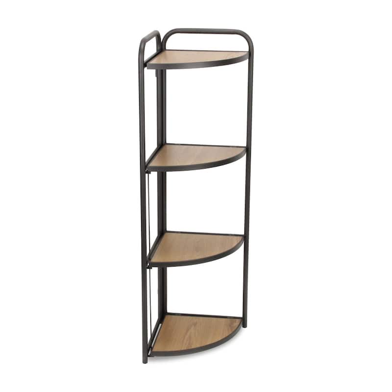 4 Tier Foldable Corner Shelf - 46.5" - Brown and Gray