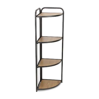 4 Tier Foldable Corner Shelf - 46.5" - Brown and Gray