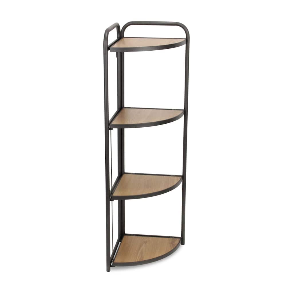 4 Tier Foldable Corner Shelf - 46.5" - Brown and Gray