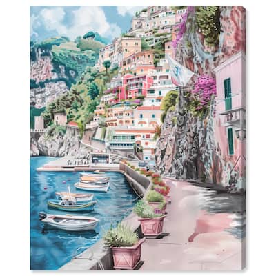 Lush Coastal Villa Entrance Canvas by Art Remedy, Gallery Wrapped