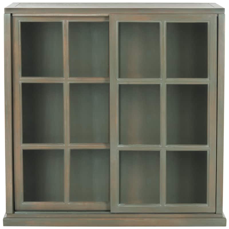 SAFAVIEH Pervin Dark Teak Storage Bookcase - 39" W x 11.4" L x 40.2" H - 39Wx11Dx40H - Ash Grey
