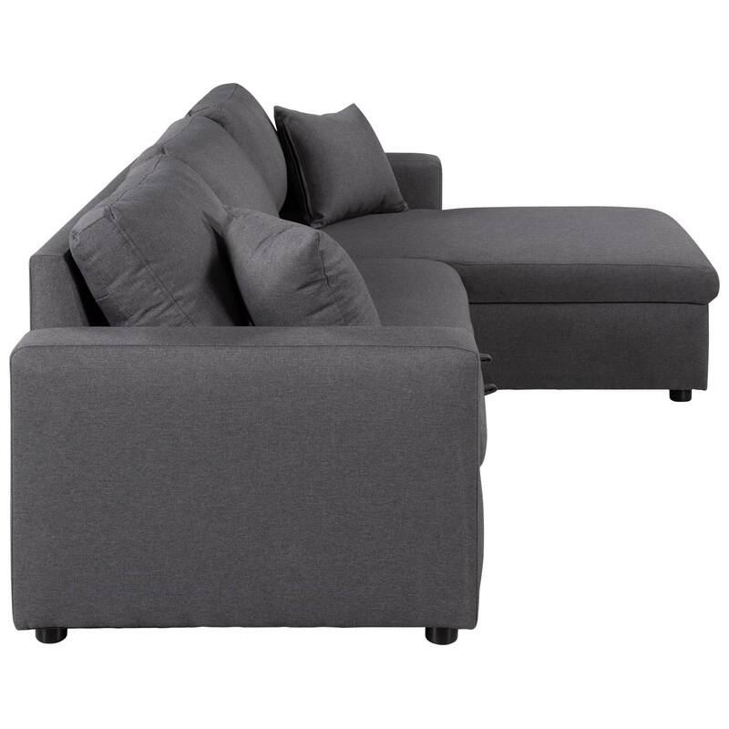 Modern Upholstery Sleeper Sectional Sofa with Storage Space