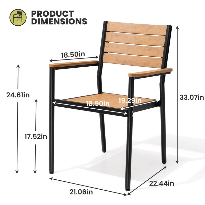 Outdoor Patio Dining Chairs Modern Aluminum Stackable Armchairs - See Picture