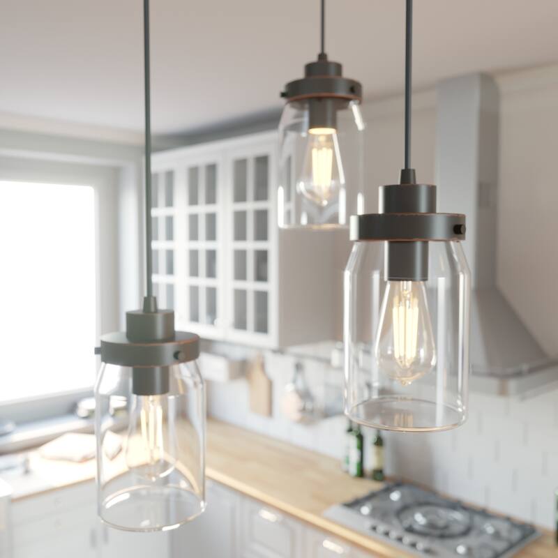 Hunter Devon Park 3-Light Round Cluster Pendant - Kitchen Island, Dining Room, Entry - Farmhouse, Rustic - Onyx Bengal
