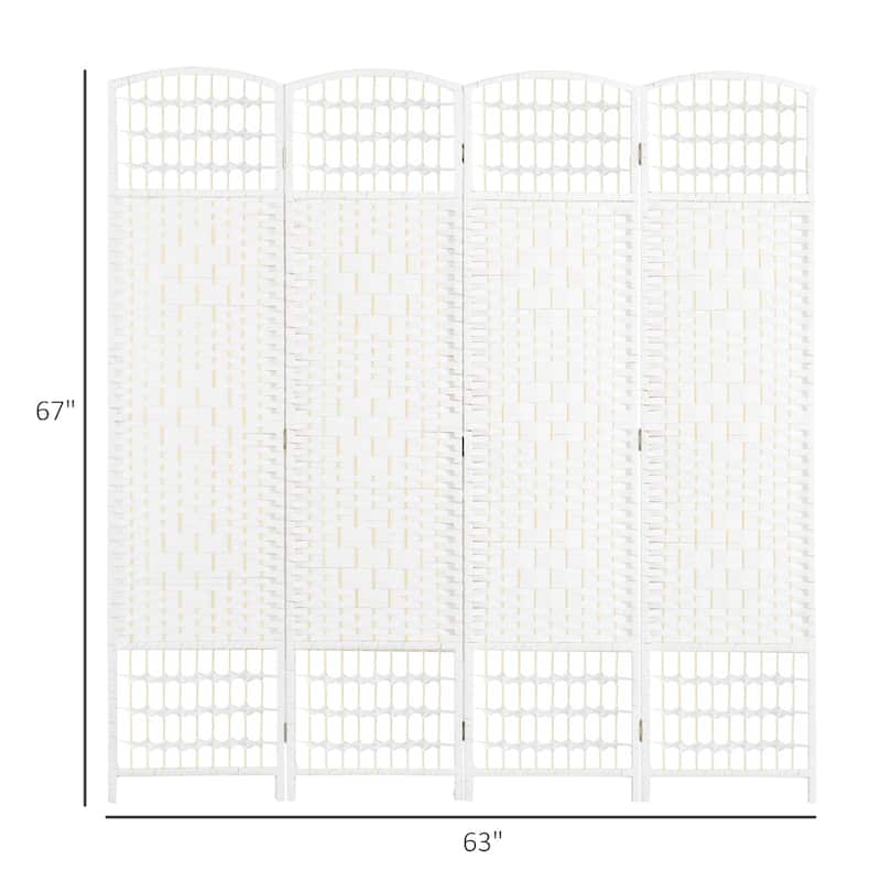Poplar Wood Wicker Room Divider with Foldable Panels