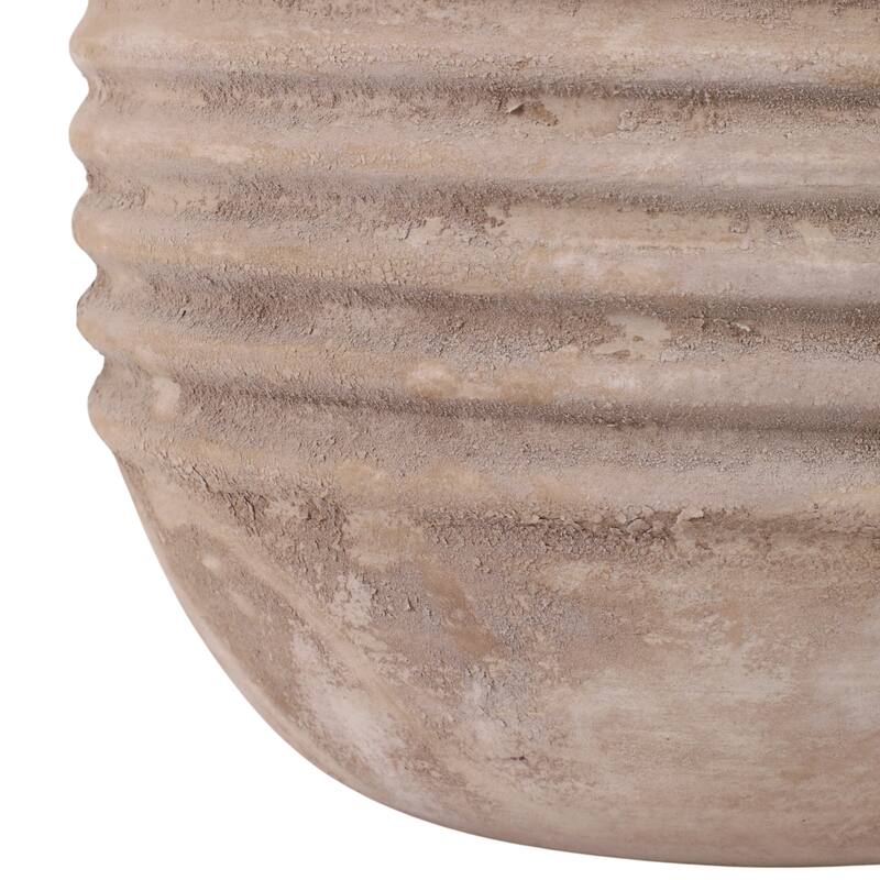 Pottery Planter Ribbed Crafted Durable Earthenware Material (Set of 3) - 15" x 15" x 13"