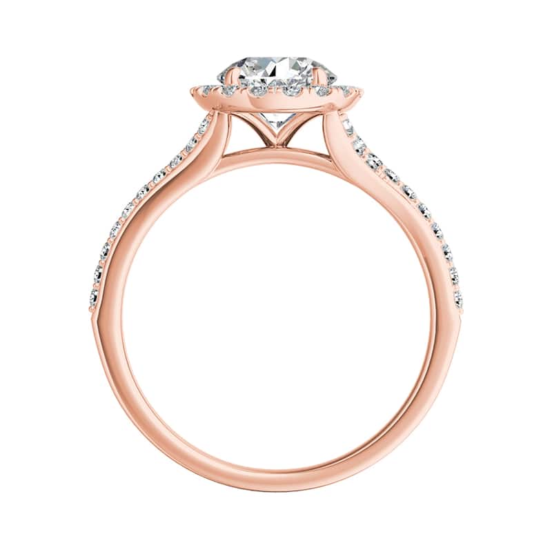 Auriya 14k Gold Round Moissanite Halo Engagement Ring 0.85ctw