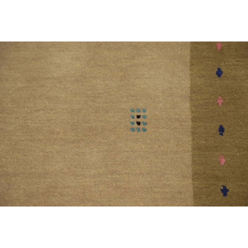 Hand Knotted Oriental 100% Wool Carpet Tribal Animal Pictorial Beige & Ivories Gabbeh Area Rug - 4' 5'' X 2' 4''