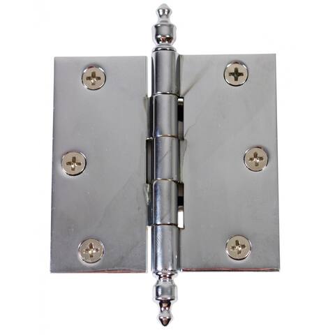 Chrome Plated Brass Cabinet Door Hinge 3" with Removable Stainless Steel Urn Tip Pins and Hardware Renovators Supply