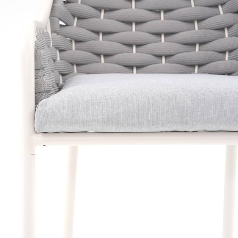 Outdoor Metal High Arm Barstool Chair with Cushions (set of 2)