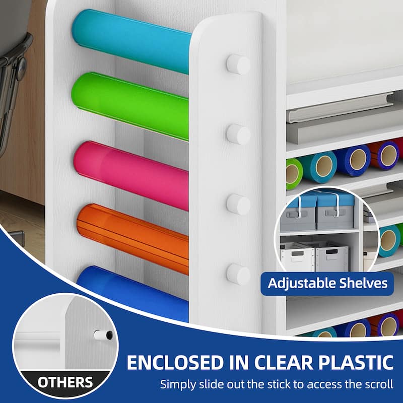 Moasis Craft Organizer Storage Cart with Power Outlet And Adjustable Shelves