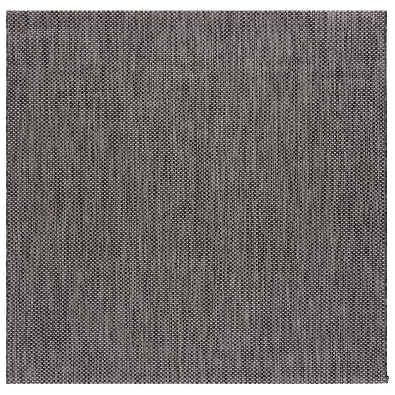 SAFAVIEH Courtyard Begajeta Indoor/Outdoor Waterproof Patio Backyard Rug. - 6'7" Square - Black/Beige