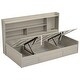 preview thumbnail 12 of 12, Twin Storage Bookcases Platform Bed wUSB Charging Station, LIGHT GREY