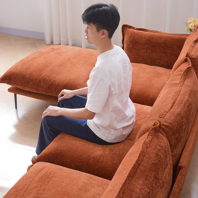 111.02" L-shaped Velvet Sectional Sofa Modern Modular Sofa Deep Seat Upholstered Cloud Couch