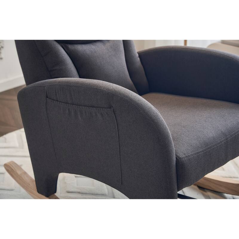 Fabric Upholstered Nursery Rocking Chair with Adjustable Footrest