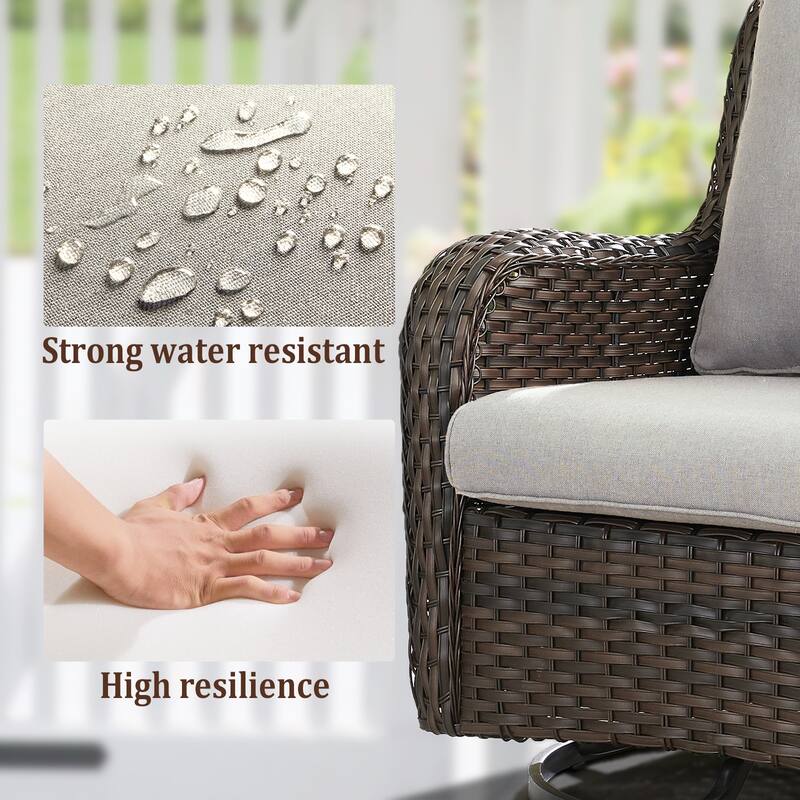 Gymojoy Wicker Swivel Glider Chair with Water-Resistant Olefin Cushions
