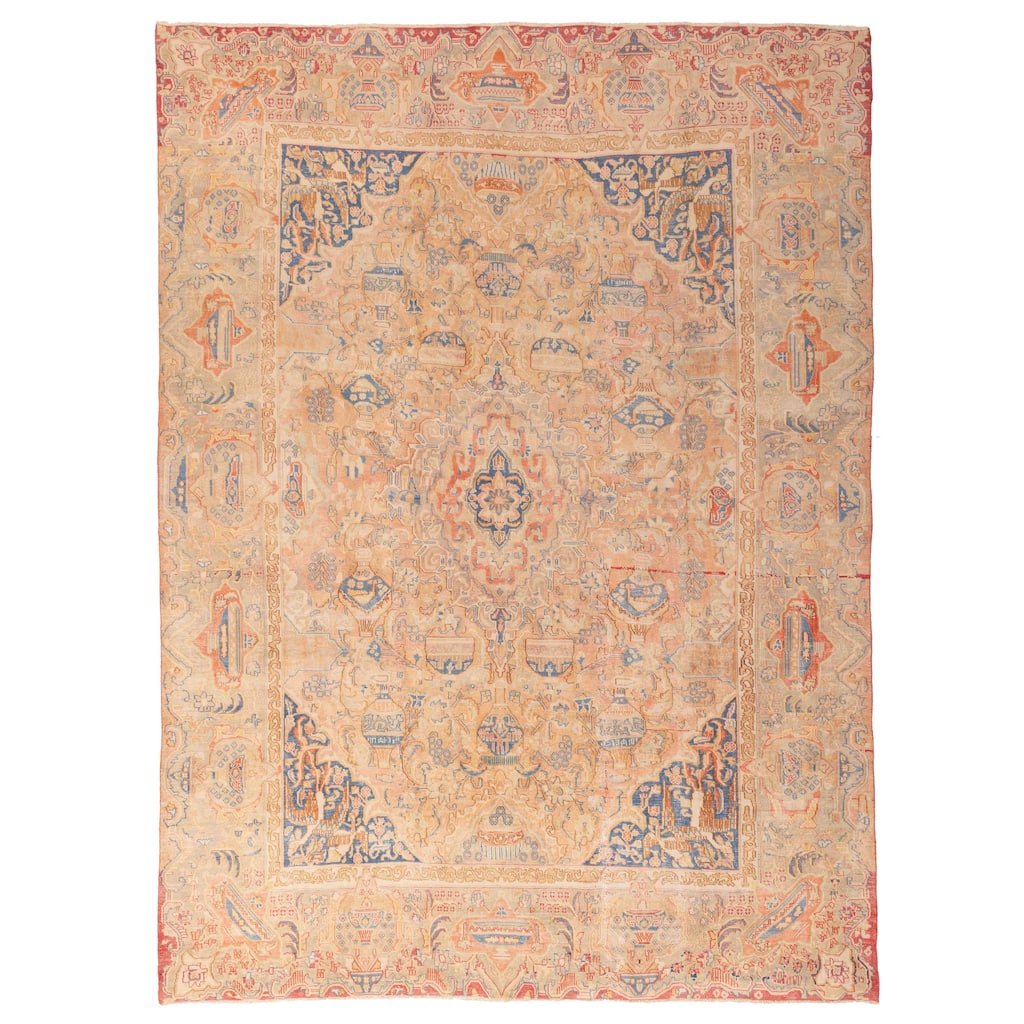 ECARPETGALLERY Hand-knotted Antalya Vintage Coral Wool Rug - 9'5 x 12'7