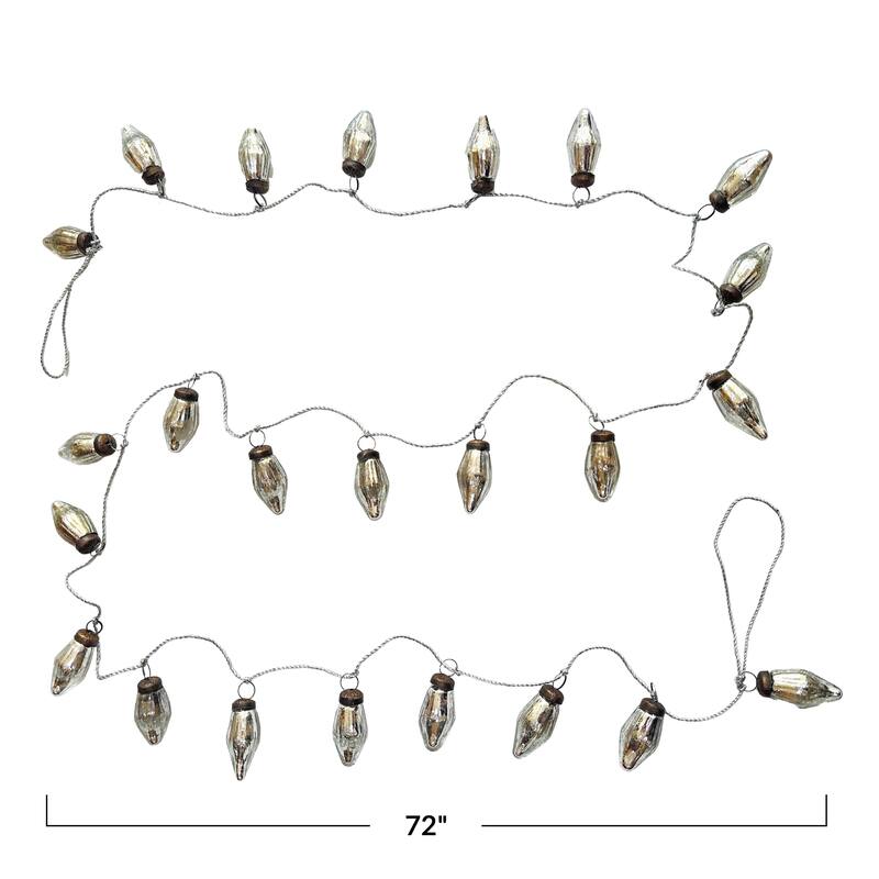Mercury Glass Ornament Garland with Cord - 72.0"L x 0.75"W x 1.5"H