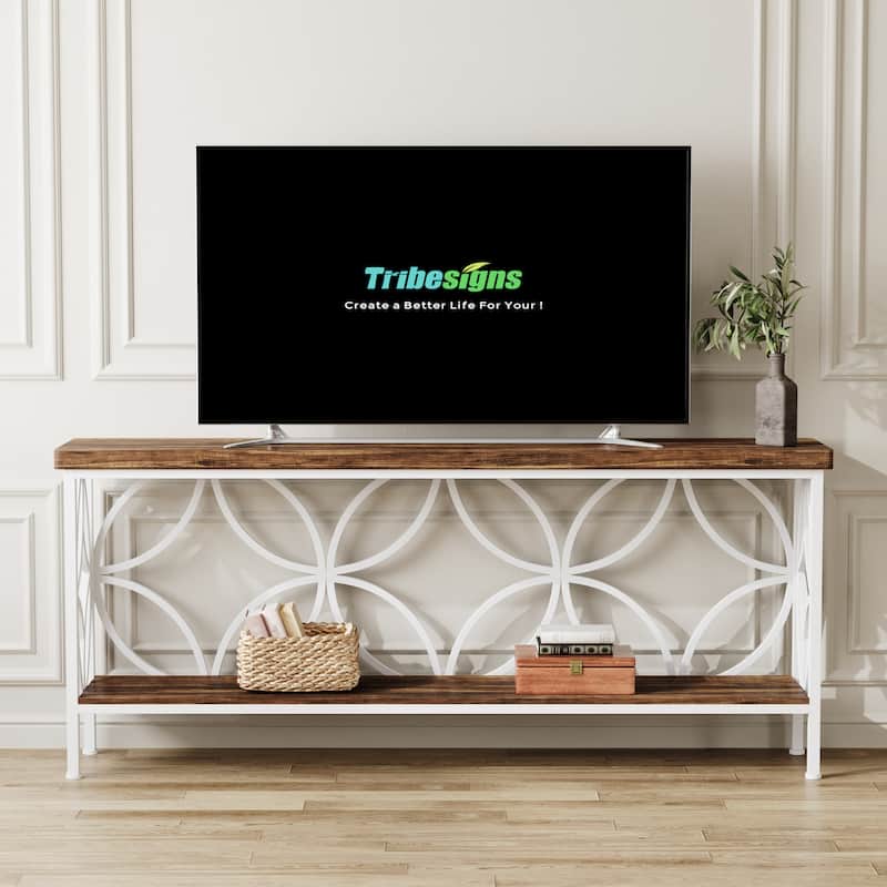 70.9" Modern Sofa Console Table with Storage Shelves for Entryway