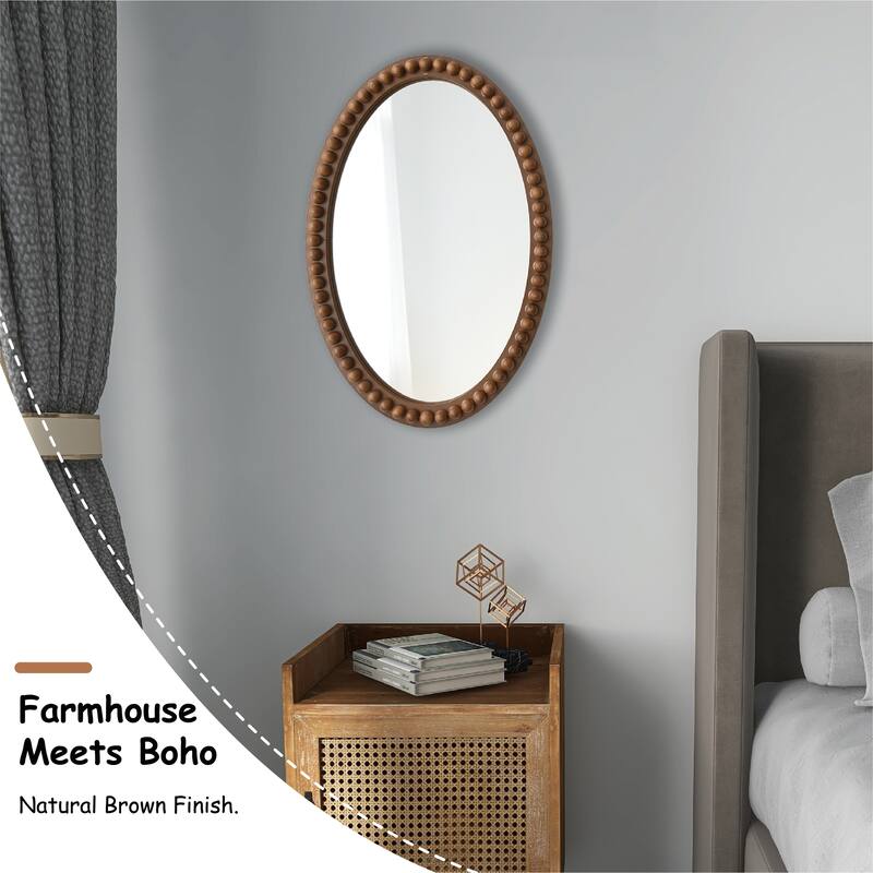 COZAYH Distressed Wood Frame Accent Mirror, Rustic Farmhouse Style Decorative Wall Mirror