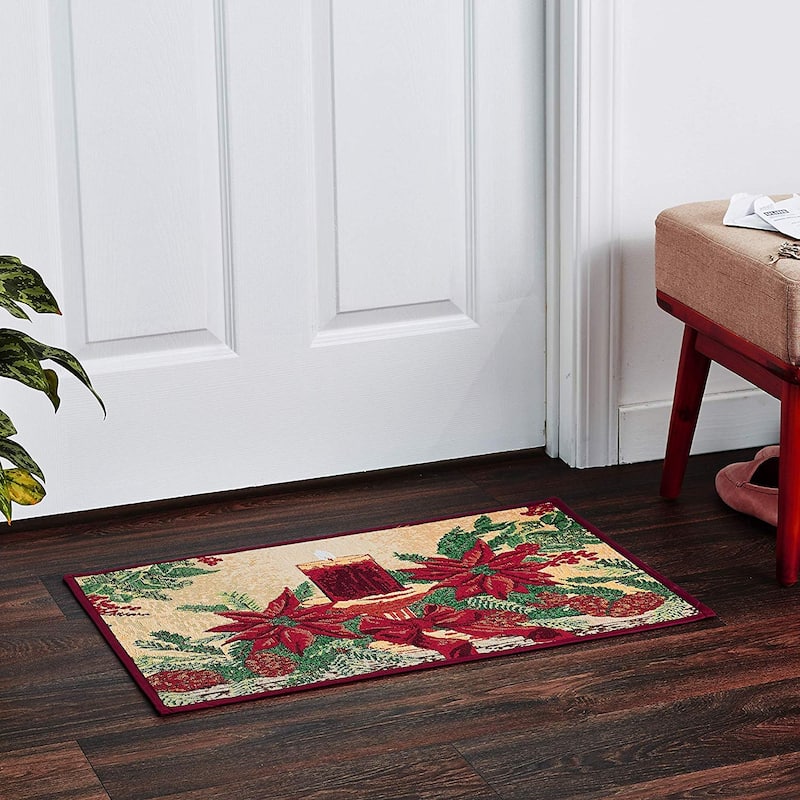 Violet Linen Decorative Christmas Tapestry Holiday Design- 19" X 27" Area Rug - 19" x 27"