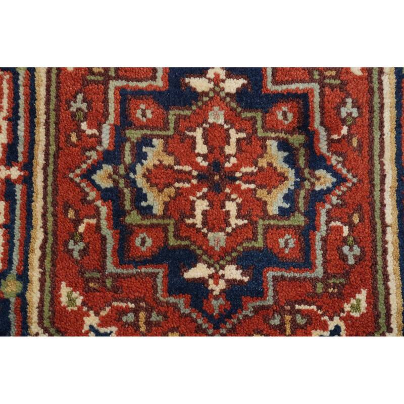 Hand Knotted Oriental 100% Wool Carpet Traditional Medallion Oranges & Rust Heriz (serapi) Area Rug - 3' 0'' X 2' 0''