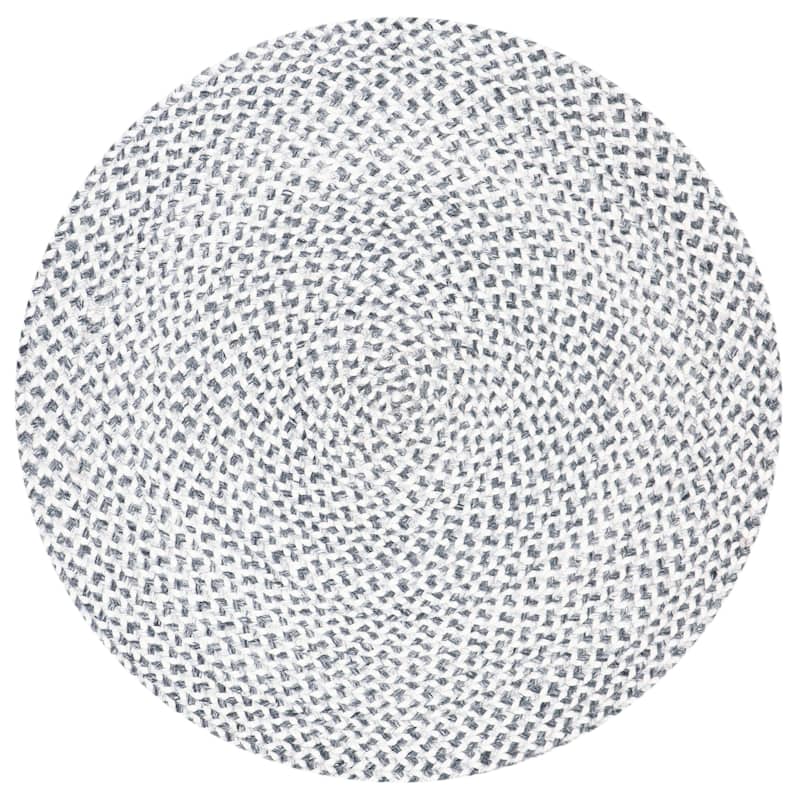 SAFAVIEH, Handmade Handmade Insa Country Geometric Polyester Rug - 3' Round - Grey/Ivory
