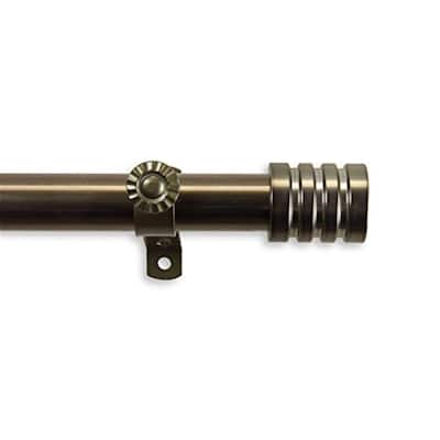 Antique Brass Curtain Rod - 28 to 48 Inch Adjustable Rod, Metal Window Curtain Rod with Finials