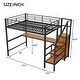 preview thumbnail 22 of 30, Full Size Metal Loft Bed with Desk, Storage Staircase, Small Wardrobe and LED Light