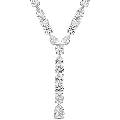 Miadora 150 3/4ct TGW Created White Sapphire Lariat Necklace in Sterling Silver - 16 in