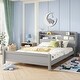 preview thumbnail 14 of 49, Pine Wood Platform Bed with Bookcase Headboard Built-in Motion Sensor Light, Convertible Guardrails, Storage Bed for Kids
