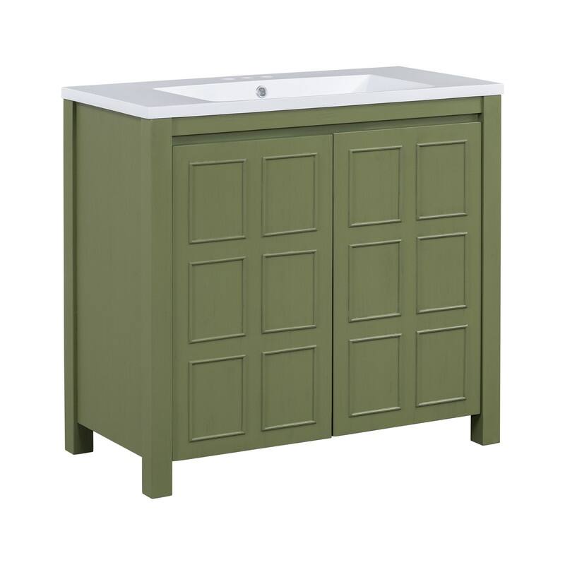 36" Retro Bathroom Vanity Organizer with Sink, Combo Cabinet Set, Bathroom Storage Cabinet