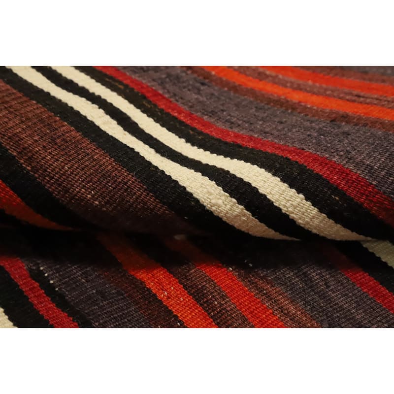 Hand Woven Oriental 100% Wool Carpet Southwestern Geometric Multi-Colored Kilim Area Rug - 11' 5'' X 4' 11''