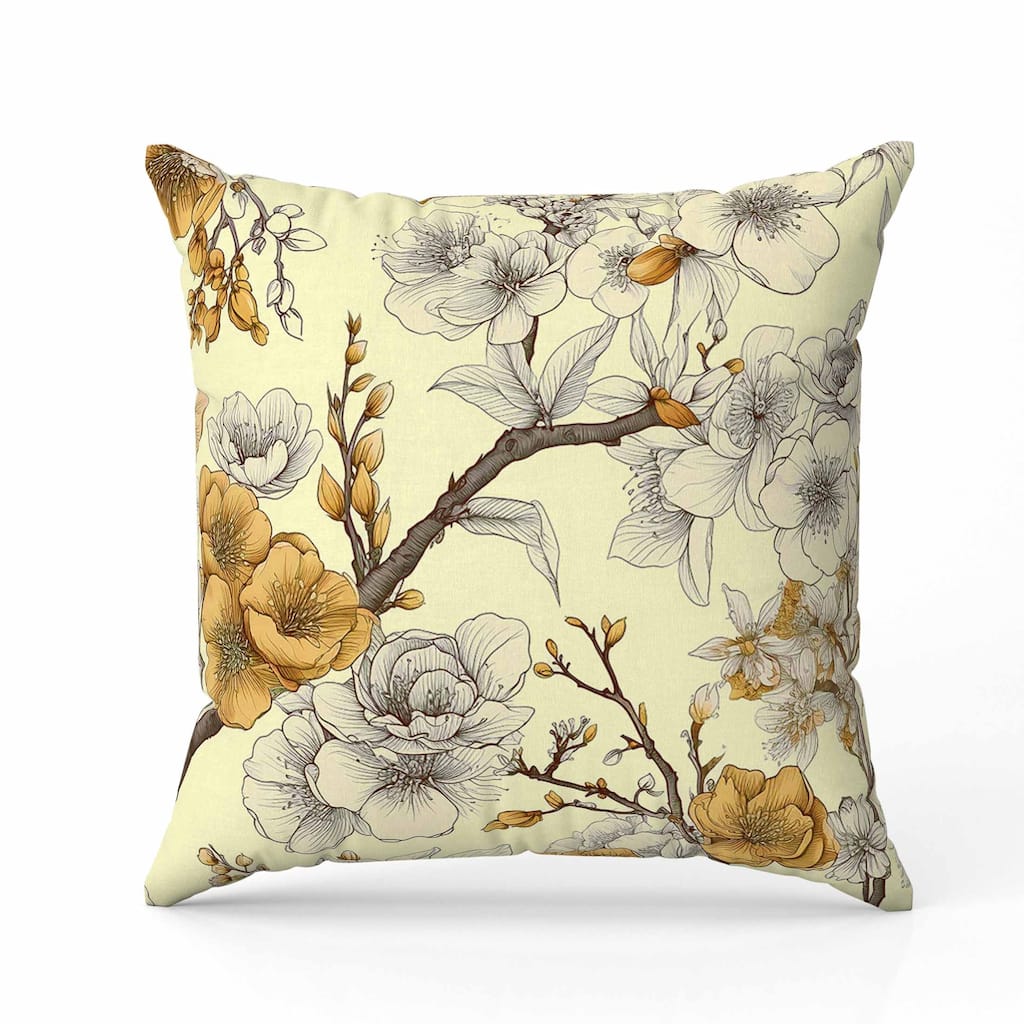 Petal Poetry Faux Suede Reversible Throw Pillow Yellow and Orange