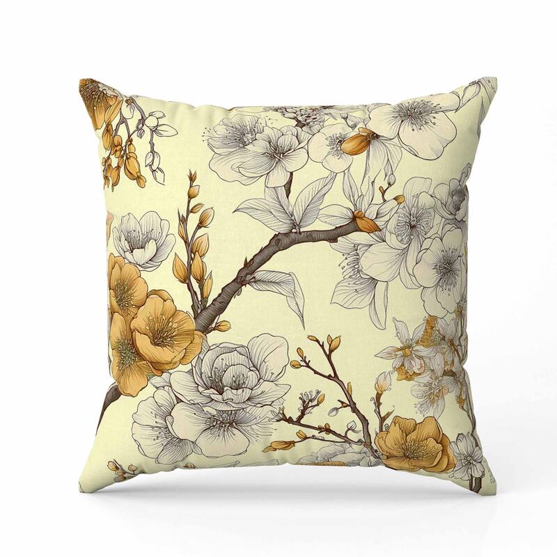 Petal Poetry Indoor/Outdoor Reversible Throw Pillow Yellow and Orange
