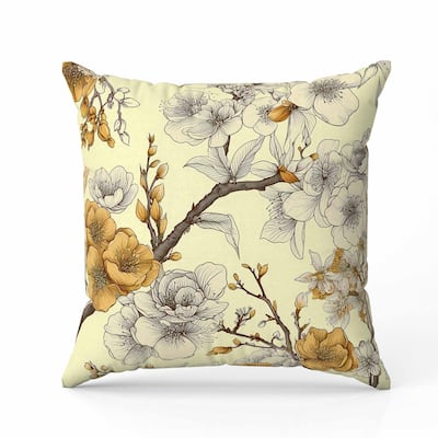 Petal Poetry Indoor/Outdoor Reversible Throw Pillow Yellow and Orange